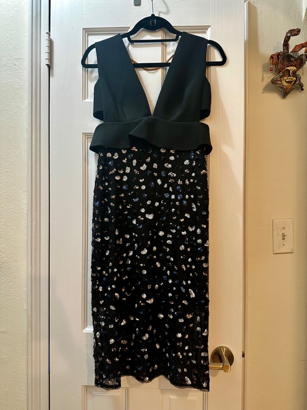 BCBGMaxAzria Rosalina Peplum Sequin Lace Black Formal Party Wedding Prom Dress 2 - Picture 3 of 16